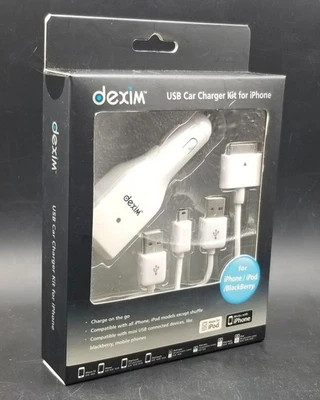 Dexim Car Charger for iPhone ~ iPod & BlackBerry Model #DCA090 (Factory Sealed) - Image 1 of 4