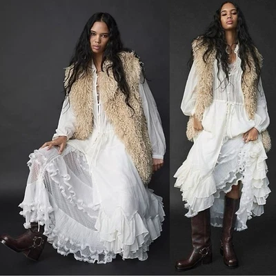 Free People Ethereal Dainty Bohemian Sea La Vie Midi Maxi Dress Duster Large NWT - Image 1 of 4