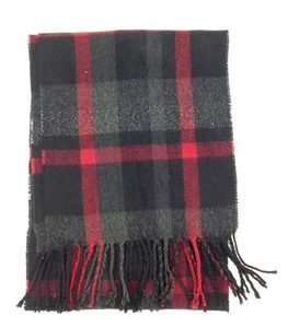 $65 Bloomingdale'S Unisex Men Red Black Plaid Casual Winter Muffler Scarf Shawl - Picture 1 of 2