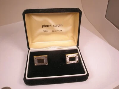 Engrave Ready Quality Vintage PIERRE CARDIN Designer Cuff Links in box simple - Image 1 of 4