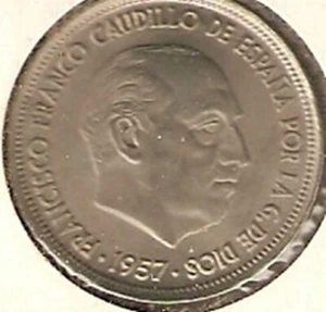 SPAIN 50 Ptas 1957 Coin AU - Picture 1 of 1