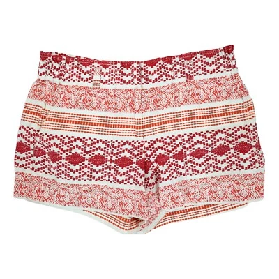 Pantalones Cortos Ann Taylor Loft Mujer Talla 0 Rojo Blanco Mezcla de Lino en Entrepierna Foto 1 de 4