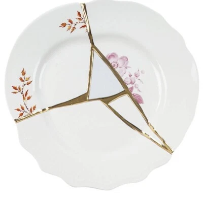 Plato de Fruta Seletti Kintsugi en Porcelana y Oro 24 Quilates mod. 1 Foto 1 de 4