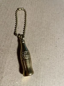 Vintage Coca Cola Bottle Keychain Charm Gold Tone Metal 1.75” - Picture 1 of 4