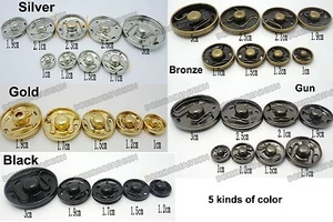 100 sets Sewing Popper Metal Copper snap Fasteners Press Covered Buttons 5color - Picture 1 of 12