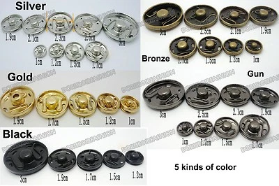 100 sets Sewing Popper Metal Copper snap Fasteners Press Covered Buttons 5color - Image 1 of 4