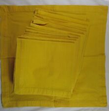 Yellow Cotton Basket Weave 12 Placemats Two Sizes Plus 11 Napkins Set
