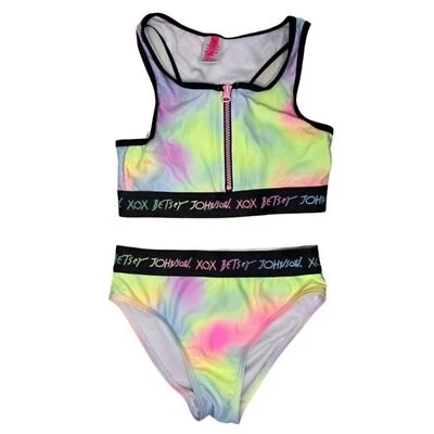 Betsey Johnson Tie Dye Racerback Two Piece Bikini (Girls Medium 10) - Image 1 of 4