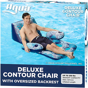 Aqua Deluxe Contour Pool Chair Lounge, Luxury Fabric, Suntanner Adult Size Pool 
