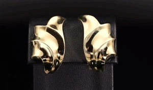 Italian 14K Gold Polished Omega Post Earrings - Picture 1 of 7
