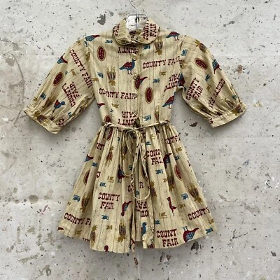 Vestido de Baile Cuadrado Estampado Novedad Algodón Vintage para Niña Foto 1 de 4