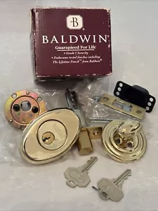 Baldwin 8232003 Estate traditioneller Riegel, 2-1/8" Tür Vorbereitung poliertes Messing - Bild 1 von 5