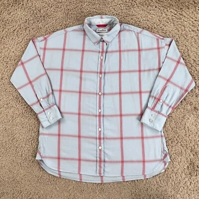 Blusa túnica ligera manga larga a cuadros roja azul claro TOMMY BAHAMA para mujer S Foto 1 de 4