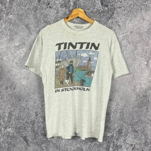 TinTin In Stockholm Comics Vintage T-Shirt Gray Size S-M - Imagen 1 de 6