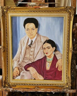 FRIDA Kahlo y DIEGO Rivera  oil painting  VANWINKLE ORIGINAL 16x20 signed canvas - Image 1 of 2