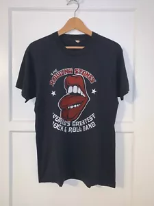1980s The Rolling Stones Concert T-Shirt medium black 80s deadstock Mick Jagger - Picture 1 of 8
