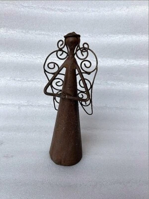 Antigua estatua de hierro tallada a mano colgante de pared ángel de hierro campana de hadas parry Foto 1 de 4