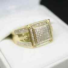 3.00Ct Round Cut Moissanite Cluster Men's Ring In 14K Yellow Gold Plated Silver