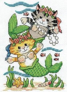 Kit punto croce ~ Design Works Mer-Cats Gattino Sirene #DW3466 - Foto 1 di 4