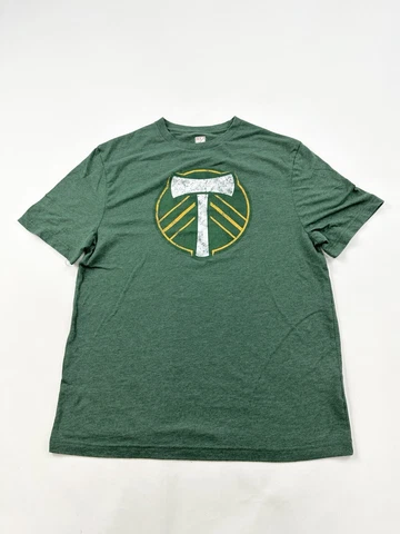 Portland Timbers Shirt Mens Large Green Short Sleeve Big Logo Cover