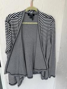 JACKET- FDJ SPRING/SUMMER Open Front Navy/White stripe Women's Size XL - Picture 1 of 5