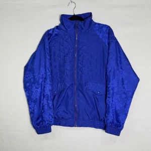 Vintage Argee Sports Damen Medium Steppjacke Blau Blumen Retro Kuschelig - Bild 1 von 5