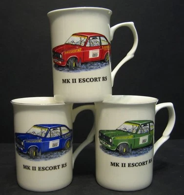 R A LAWRENCE 1 Mug Ford Escort Mk2 RS Car Fine Bone China Mug Cup Beaker