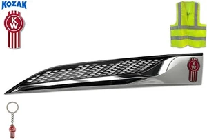 Side Hood Grille Vent Trim Chrome w/ Black Mesh Left Side Kenworth T680 2022+ - Picture 1 of 9