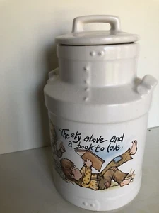 Vintage McCoy Cookie Jar #333 "The Sky Above and a Book to Love" Milkcan shape - Picture 1 of 8