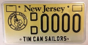 New Jersey TIN CAN SAILOR NAVY USN license plate destroyer Veteran USS ship boat - Picture 1 of 12