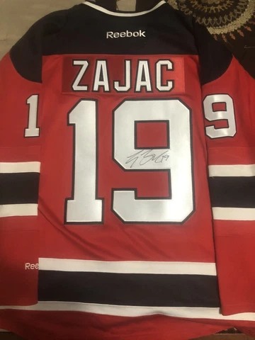 Autographed Travis Zajac New Jersey Devils Reebok Jersey Size L Cover