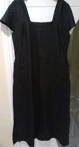 M&S AUTOGRAPH Pure Irish Linen Square Neck Midaxi Dress Size 14 BLACK - Picture 1 of 12