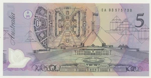 Australia: 1993 $5 Fraser-Evans QEII LAST PREFIX "EA 93" UNC Cat $110 - Bild 1 von 2