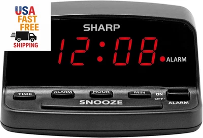 Despertador digital, controles de estilo teclado, bateria de backup, estojo preto, vermelho LE - Imagem 1 de 4