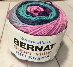 Hilo Bernat Super Value Big Stripes - Berry Punch Pibk Aqua Purple 5 OZ 252 yardas - Imagen 1 de 6