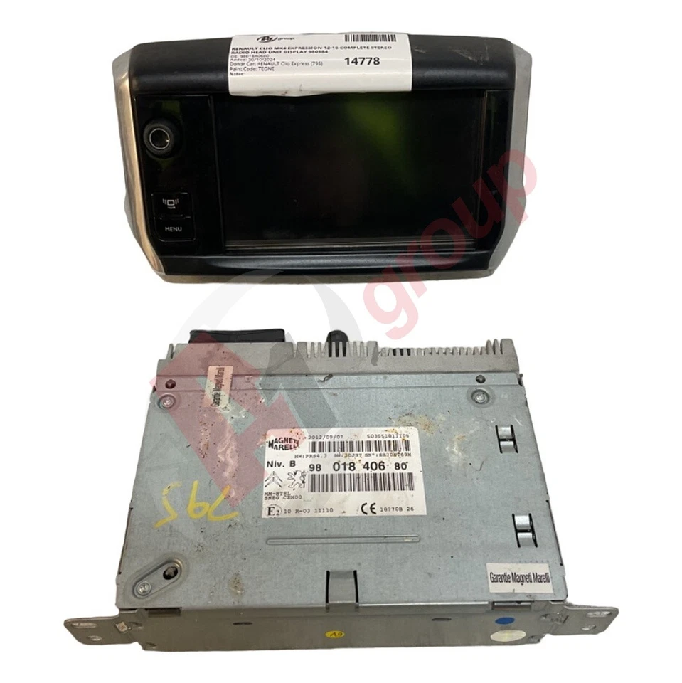 RENAULT CLIO MK4 EXPRESSION 12-16 COMPLETE STEREO RADIO HEAD UNIT DISPLAY 980184 - Image 1 of 4