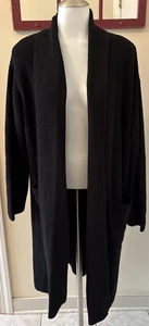 Quince Womens Australian 100% Merino Wool Knit Duster Cardigan Black M NWT - Picture 1 of 13