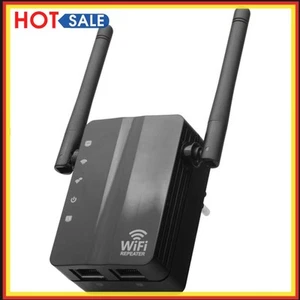Wireless WiFi Repeater 300Mbps Dual Antenna WiFi Range Extender (EU Schwarz) - Afbeelding 1 van 11