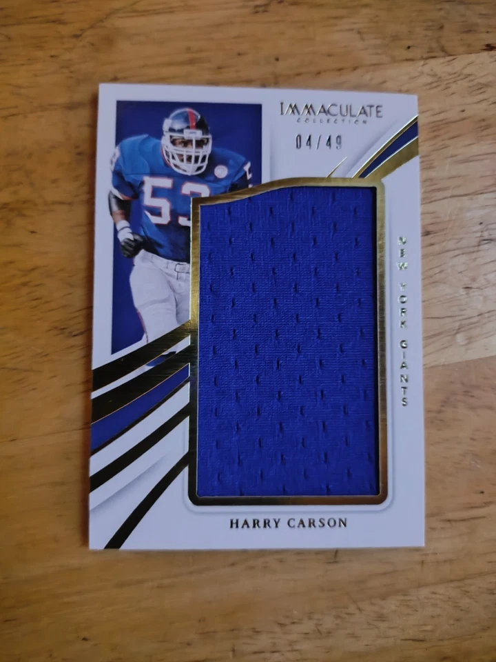 2021 Immaculate Collection Harry Carson Giants Jumbo Patch #'d 4/49 - Image 1 of 1