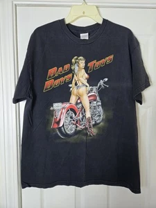 T-shirt biker vintage anni 90 Bad Boys Toys uomo grande nera moto USA pinup - Foto 1 di 5