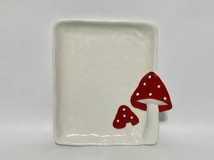 Ceramic Mushroom Tray Sunflowers Whimsical Kitchen Serving Decor - Picture 1 of 11
