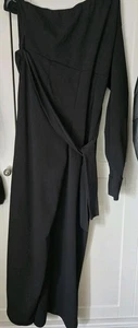 Ladies Boohoo 1  Sleeve Wide Leg Junpsuit Black Size 18 - Picture 1 of 14