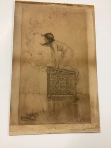 Antigua Litografía Caja de Pandora Después de Frederick S. Pintura Iglesia 1883 - Imagen 1 de 9