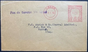 No Service 1956 UK printed matter cover Iraq misrouted to Israel & returned - Picture 1 of 2