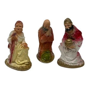 VTG 3 Chalkware Christmas Nativity Replacement Figurines~Joseph~King~Shepherd - Picture 1 of 10