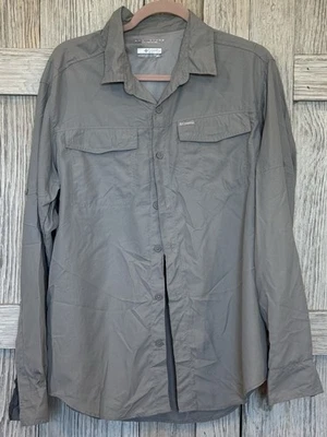 Columbia Mujer Omni Sombra Mediana Botón Gris Camisa Exterior Senderismo Foto 1 de 4