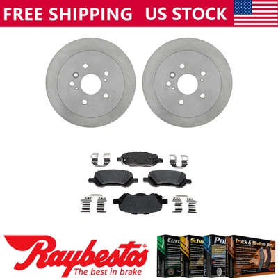 Kit de rotores de freno traseros + pastillas de cerámica y herrajes para Toyota Venza 2009-2016 Foto 1 de 4