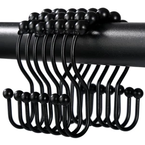 12 Pack Double Shower Curtain Hooks Smooth Gliding Shower Curtain Rings - Picture 1 of 7