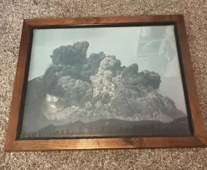 Vintage Mt. Saint Helen Eruption Picture Photograph Framed 25.5”x21” - Picture 1 of 4
