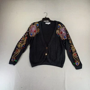 Vintage The Limited Womens Cardigan Sz M Silk Angora Blend Oversized Bling 90s - Picture 1 of 14